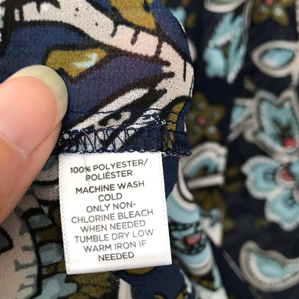 LOFT Petites Blue Sheer Paisley XS Popover Blouse - Picture 3 of 5
